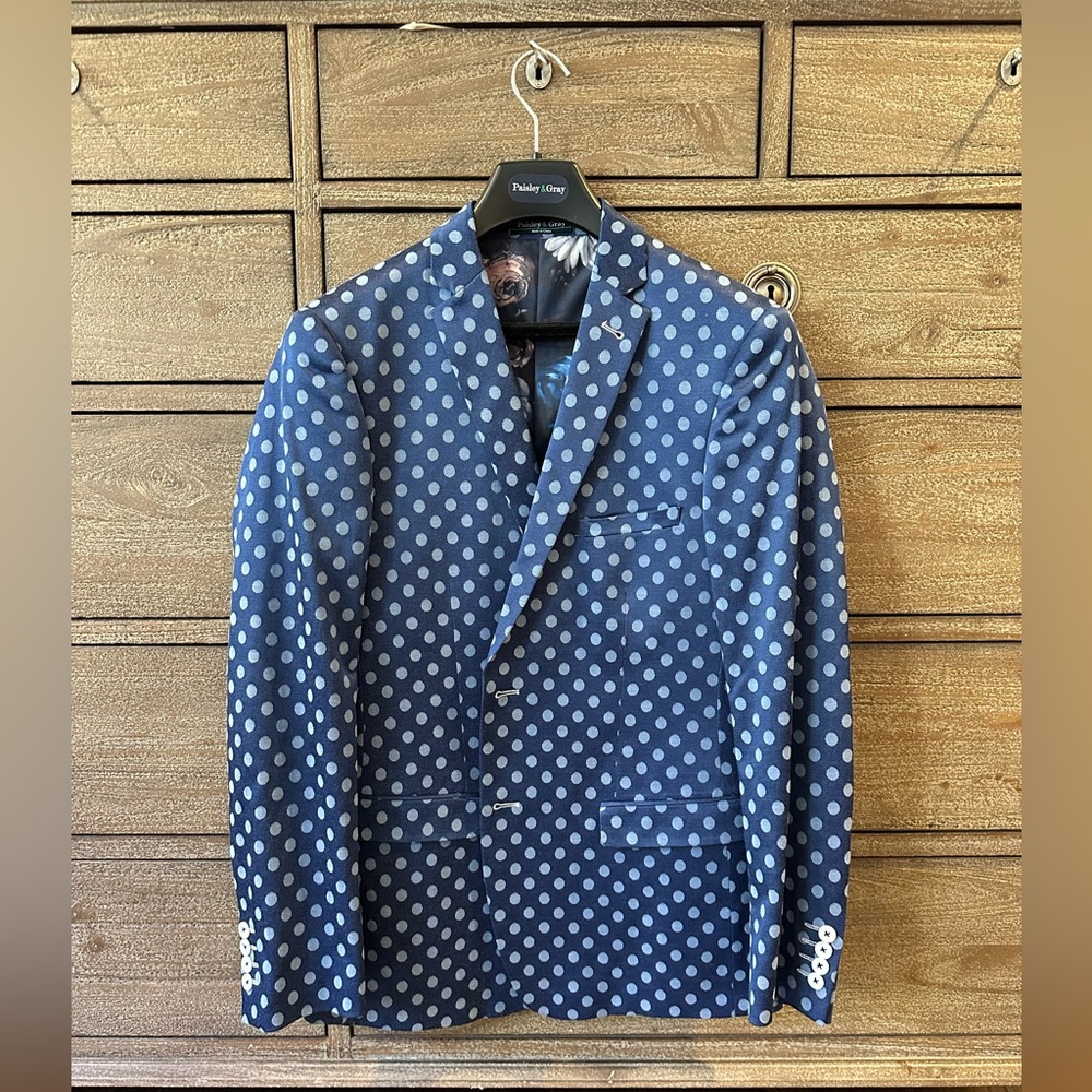 Men’s 40R slim fit polkadot blazer